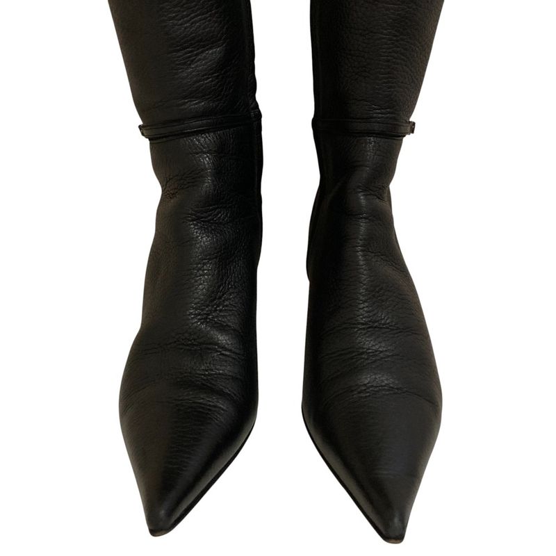 Fendi Leather Side Zip Pointed Toe Long Boots Size 35.5 Equivalent To 22.5cm