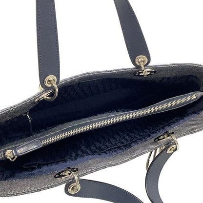 Dior/christian Dior Tote Bag Canage Stitch Navy Leather
