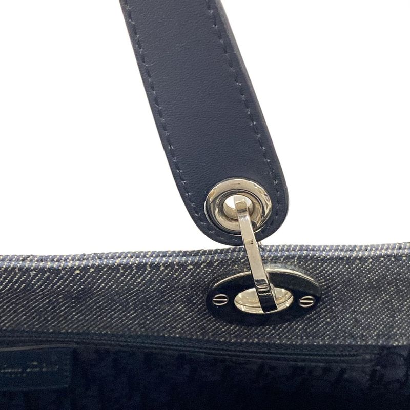 Dior/christian Dior Tote Bag Canage Stitch Navy Leather