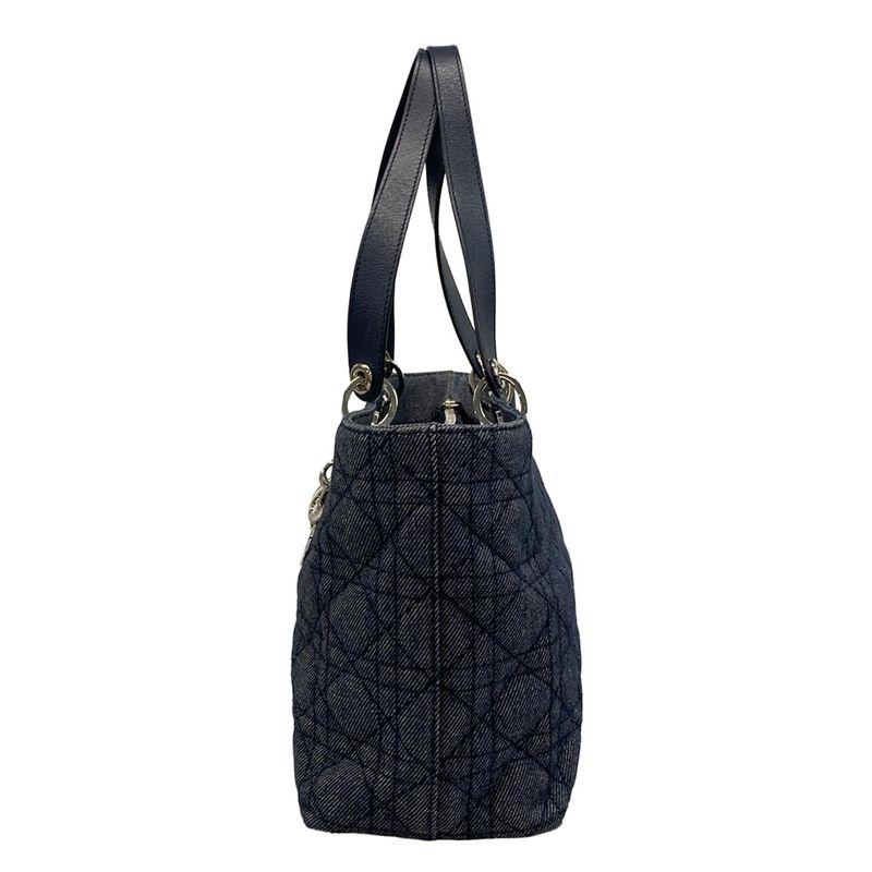 Dior/christian Dior Tote Bag Canage Stitch Navy Leather