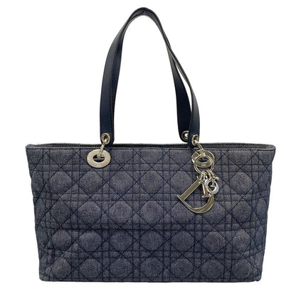 Dior/christian Dior Tote Bag Canage Stitch Navy Leather