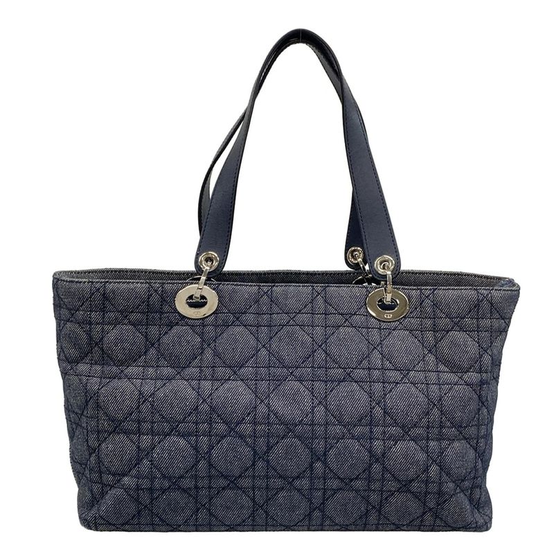 Dior/christian Dior Tote Bag Canage Stitch Navy Leather