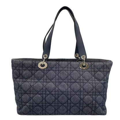 Dior/christian Dior Tote Bag Canage Stitch Navy Leather