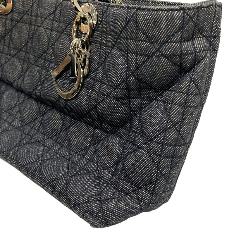 Dior/christian Dior Tote Bag Canage Stitch Navy Leather