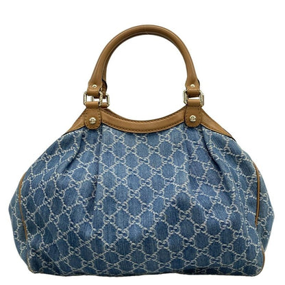 Gucci Tote Bag Sookie/gg Pattern 211944 Blue Ivory And Brown Leather