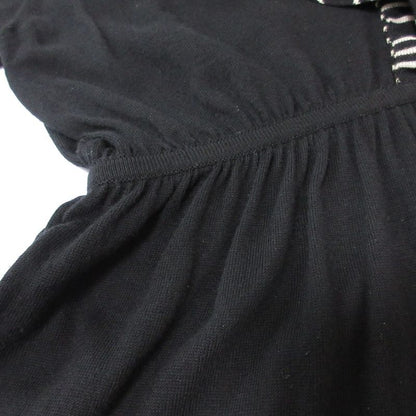 Good Fendi Striped Waist Gathering Short Sleeve Knit Flare Dress Size 42 Black