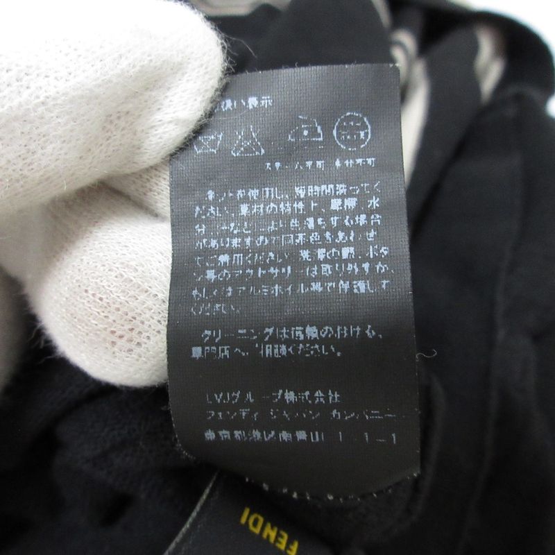 Good Fendi Striped Waist Gathering Short Sleeve Knit Flare Dress Size 42 Black