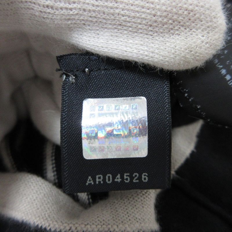 Good Fendi Striped Waist Gathering Short Sleeve Knit Flare Dress Size 42 Black