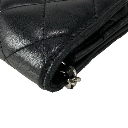 Chanel Wallet Matelasse A33814 Black Chain Wallet W/silver Hardware Lambskin