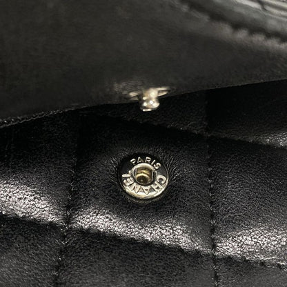 Chanel Wallet Matelasse A33814 Black Chain Wallet W/silver Hardware Lambskin