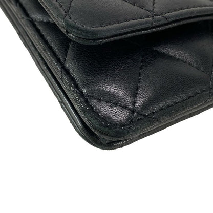 Chanel Wallet Matelasse A33814 Black Chain Wallet W/silver Hardware Lambskin