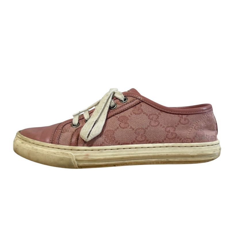 Good Gucci GG Canvas Leather Low Cut Sneakers 34 1/2 21.5cm (8.46in) Equivalent