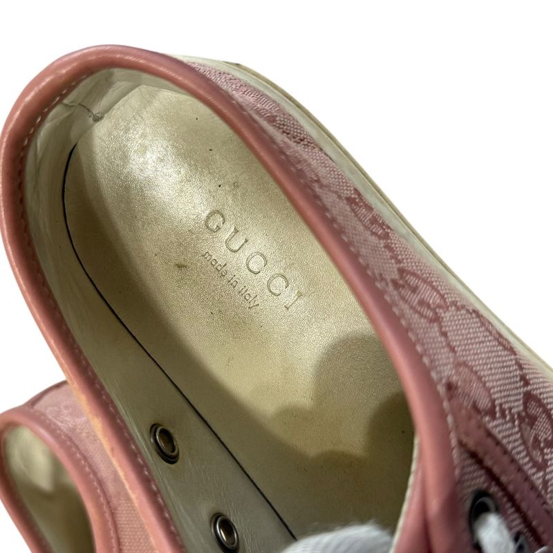 Good Gucci GG Canvas Leather Low Cut Sneakers 34 1/2 21.5cm (8.46in) Equivalent