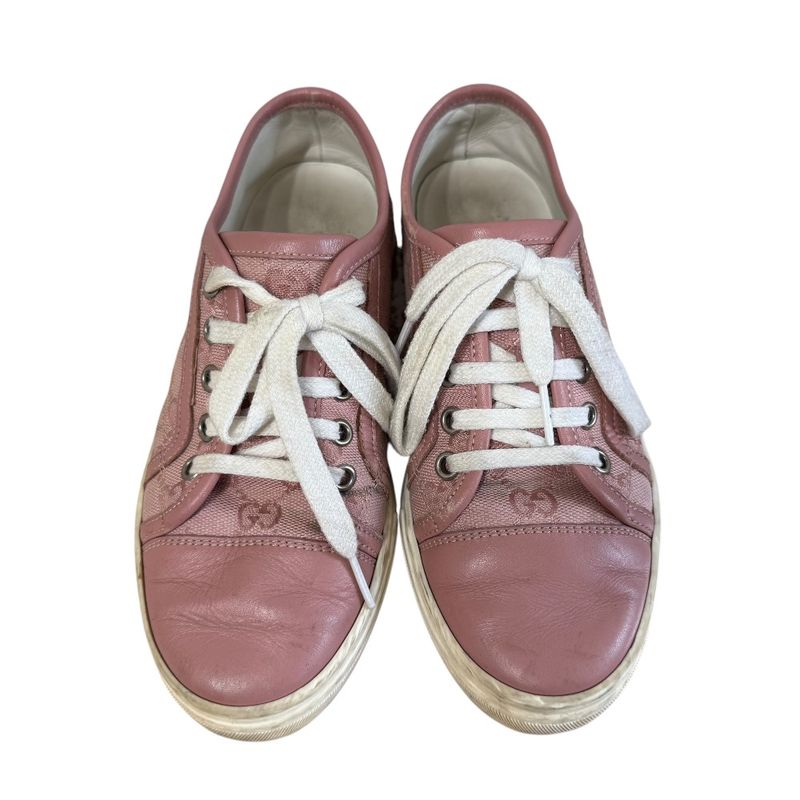 Good Gucci GG Canvas Leather Low Cut Sneakers 34 1/2 21.5cm (8.46in) Equivalent