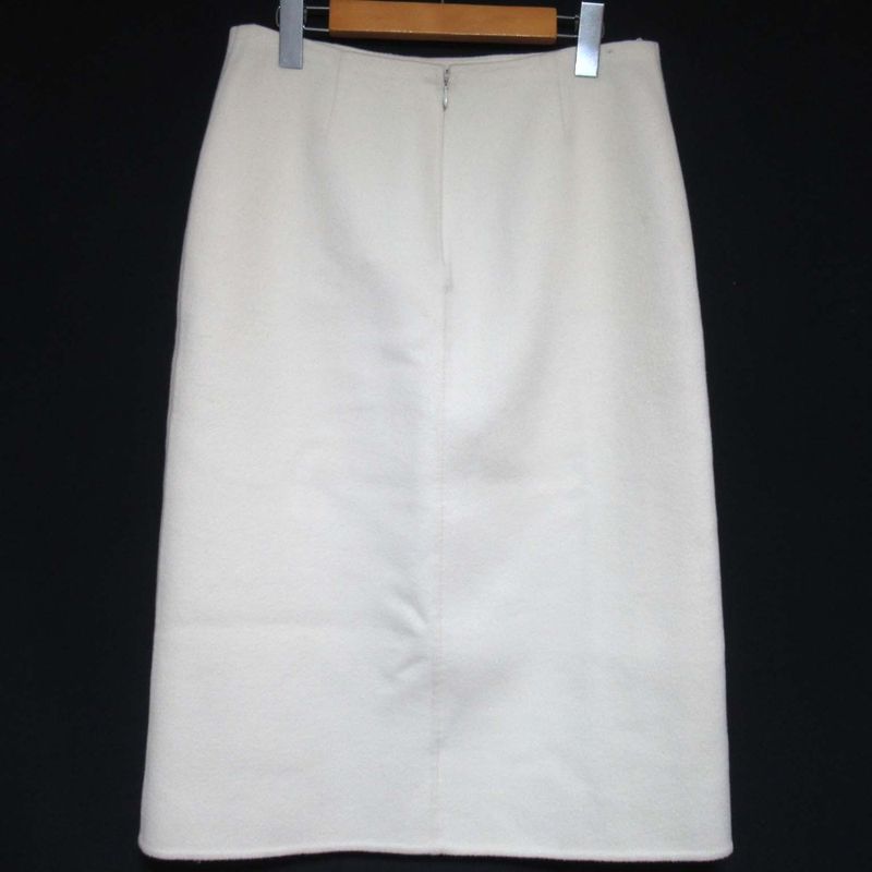 Good Celine Knee Length Cashgora Blend Wool Skirt Size 40 Off White Women Used