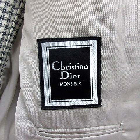 Christian DIOR Monsieur Wool Silk Allover Tailored Jacket 2B Off White AB5