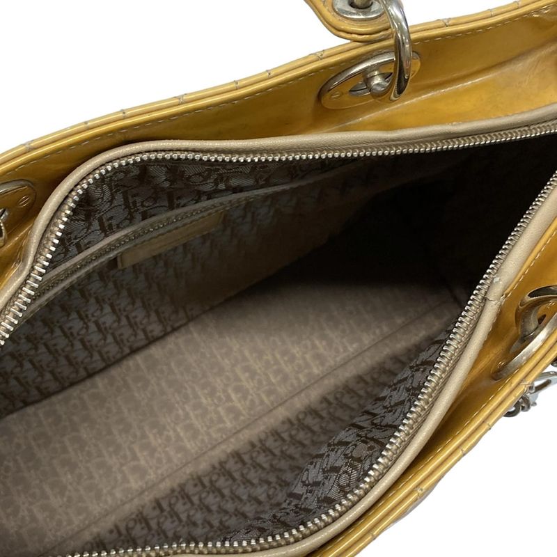Dior/christian Dior Handbag Lady Dior Large Bag Dark Yellow Leather