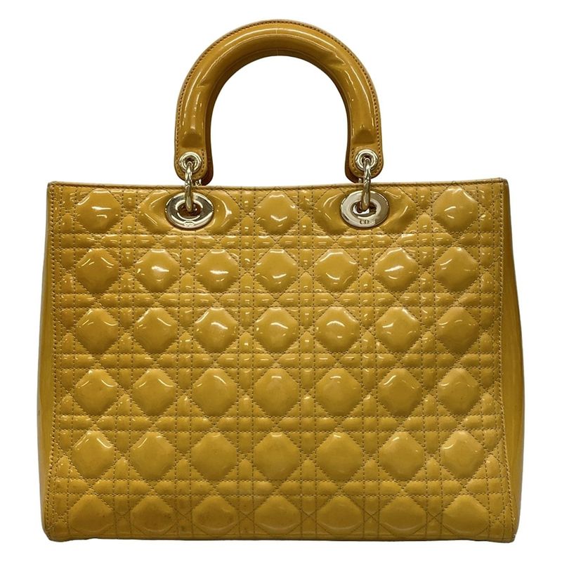 Dior/christian Dior Handbag Lady Dior Large Bag Dark Yellow Leather