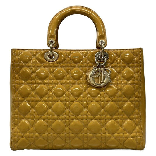 Dior/christian Dior Handbag Lady Dior Large Bag Dark Yellow Leather