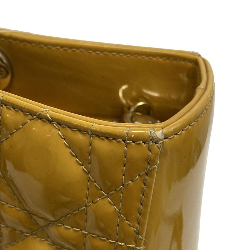 Dior/christian Dior Handbag Lady Dior Large Bag Dark Yellow Leather