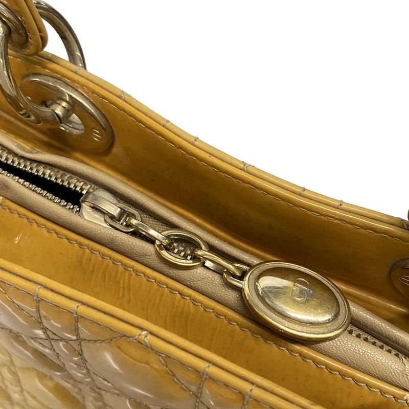 Dior/christian Dior Handbag Lady Dior Large Bag Dark Yellow Leather