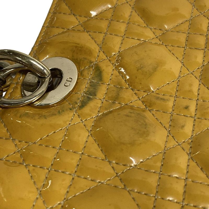 Dior/christian Dior Handbag Lady Dior Large Bag Dark Yellow Leather