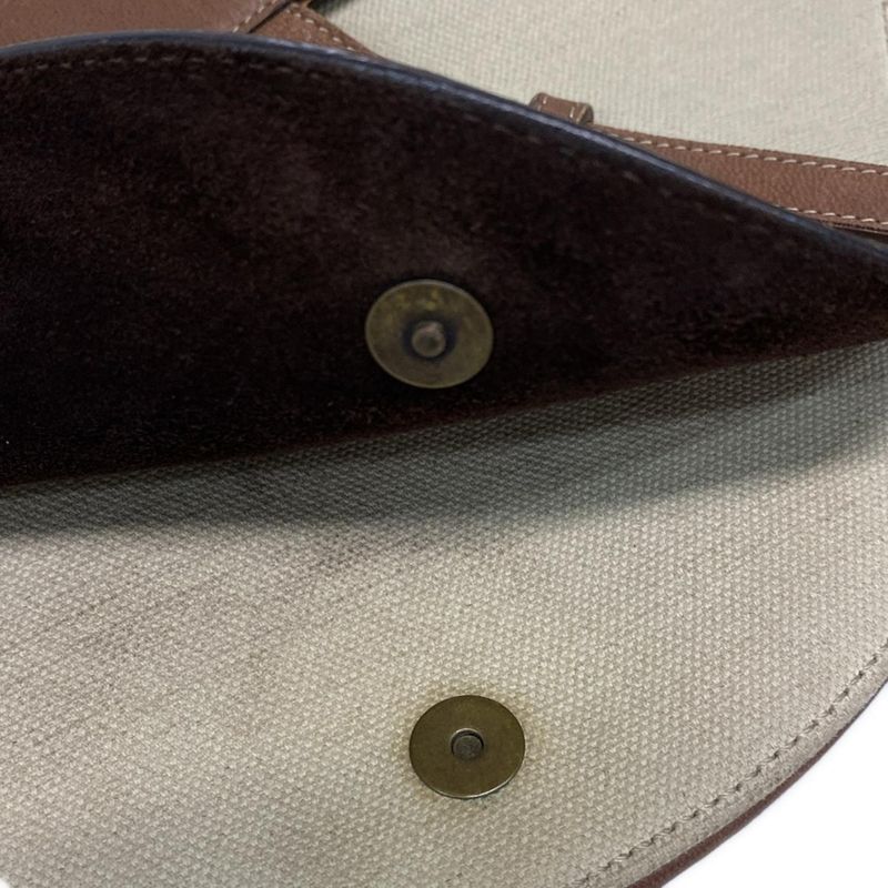 Dior/christian Dior Shoulder Bag Saddle Bag Beige And Dark Brown Leather