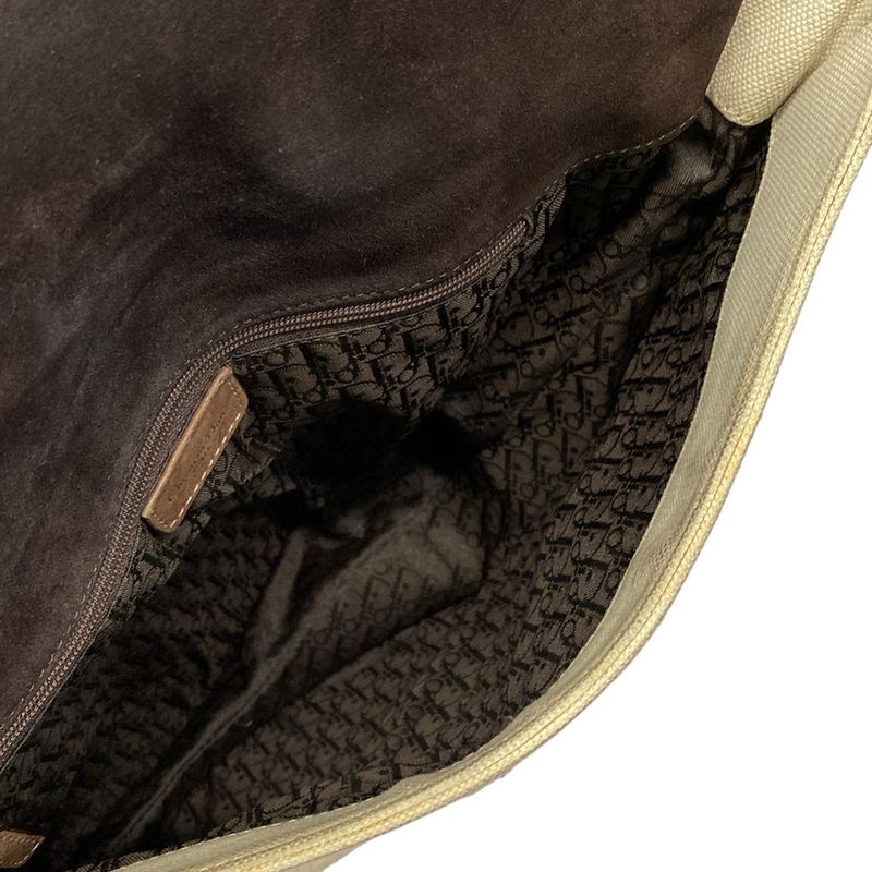 Dior/christian Dior Shoulder Bag Saddle Bag Beige And Dark Brown Leather