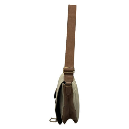 Dior/christian Dior Shoulder Bag Saddle Bag Beige And Dark Brown Leather