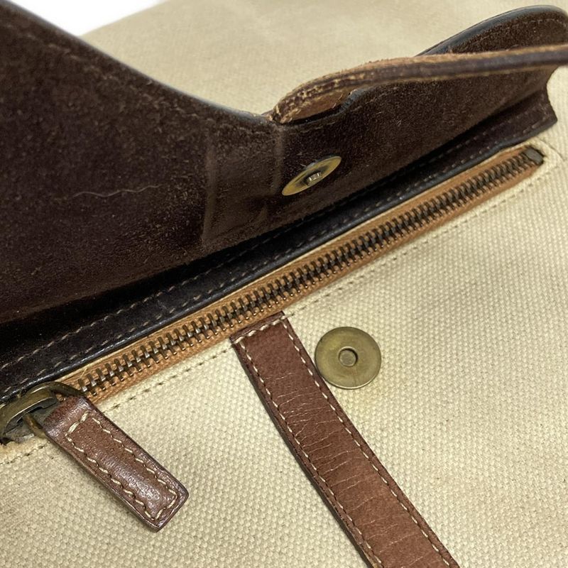 Dior/christian Dior Shoulder Bag Saddle Bag Beige And Dark Brown Leather