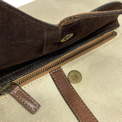 Dior/christian Dior Shoulder Bag Saddle Bag Beige And Dark Brown Leather