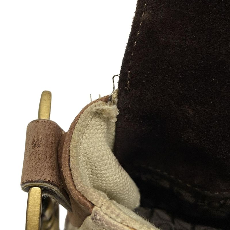 Dior/christian Dior Shoulder Bag Saddle Bag Beige And Dark Brown Leather