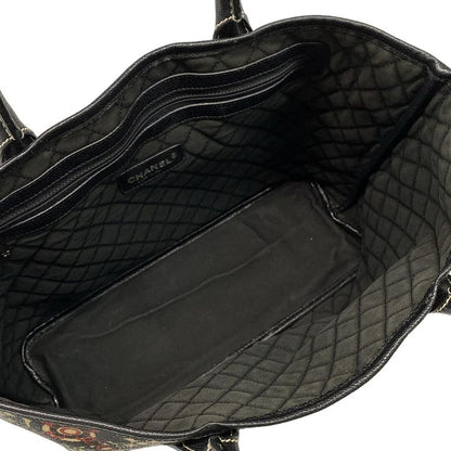 Chanel Tote Bag Cocos Travel Black×red×ivory Leather