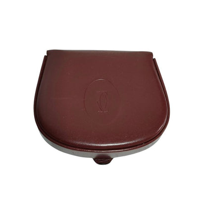 Good Cartier Must Line Leather Double C Logo Shape Push Coin Case with Box