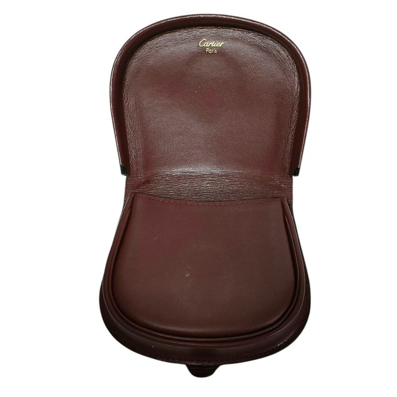 Good Cartier Must Line Leather Double C Logo Shape Push Coin Case with Box