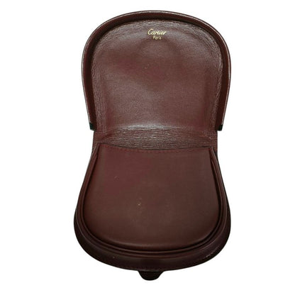 Good Cartier Must Line Leather Double C Logo Shape Push Coin Case with Box