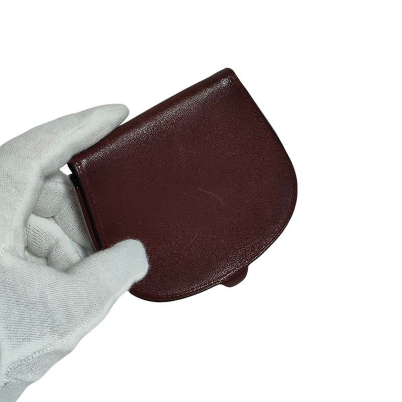Good Cartier Must Line Leather Double C Logo Shape Push Coin Case with Box
