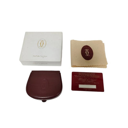 Good Cartier Must Line Leather Double C Logo Shape Push Coin Case with Box