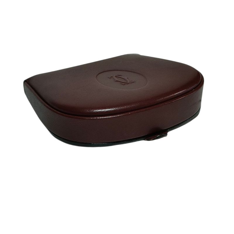 Good Cartier Must Line Leather Double C Logo Shape Push Coin Case with Box