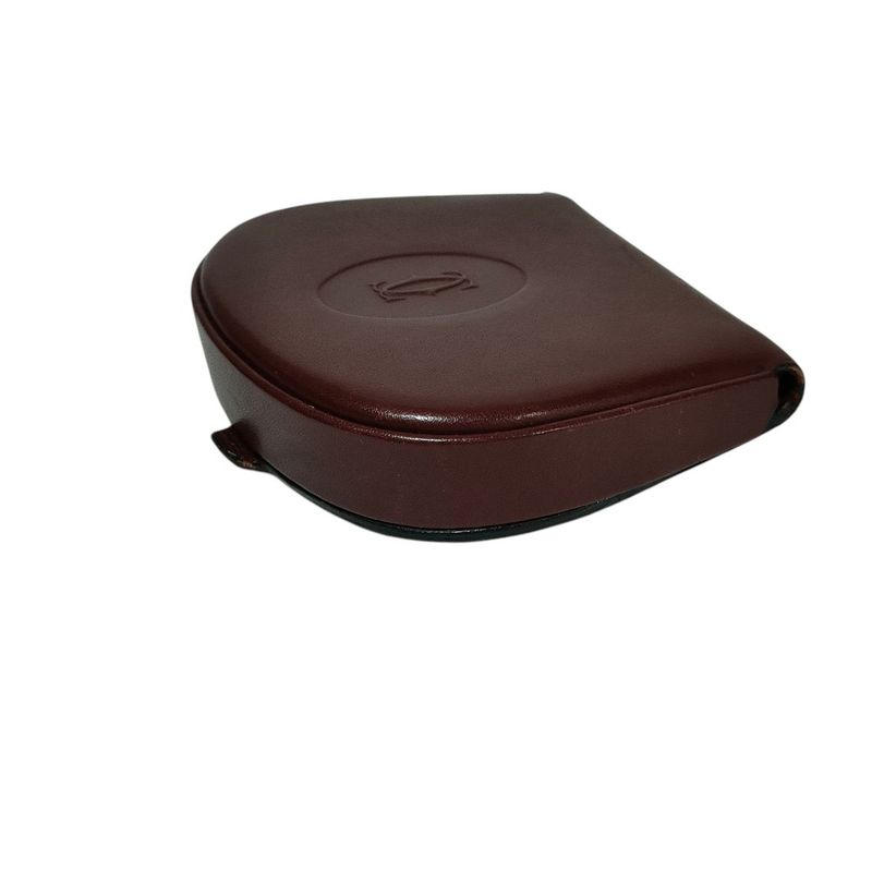 Good Cartier Must Line Leather Double C Logo Shape Push Coin Case with Box