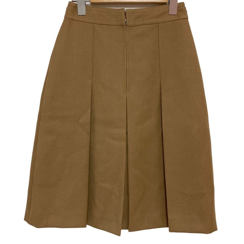 Celine Vintage Horsebit Hardware Knee Length Pleated Skirt Brown Women's Used