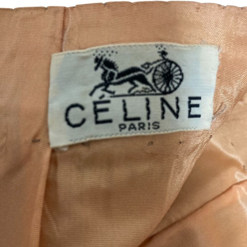 Celine Vintage Horsebit Hardware Knee Length Pleated Skirt Brown Women's Used