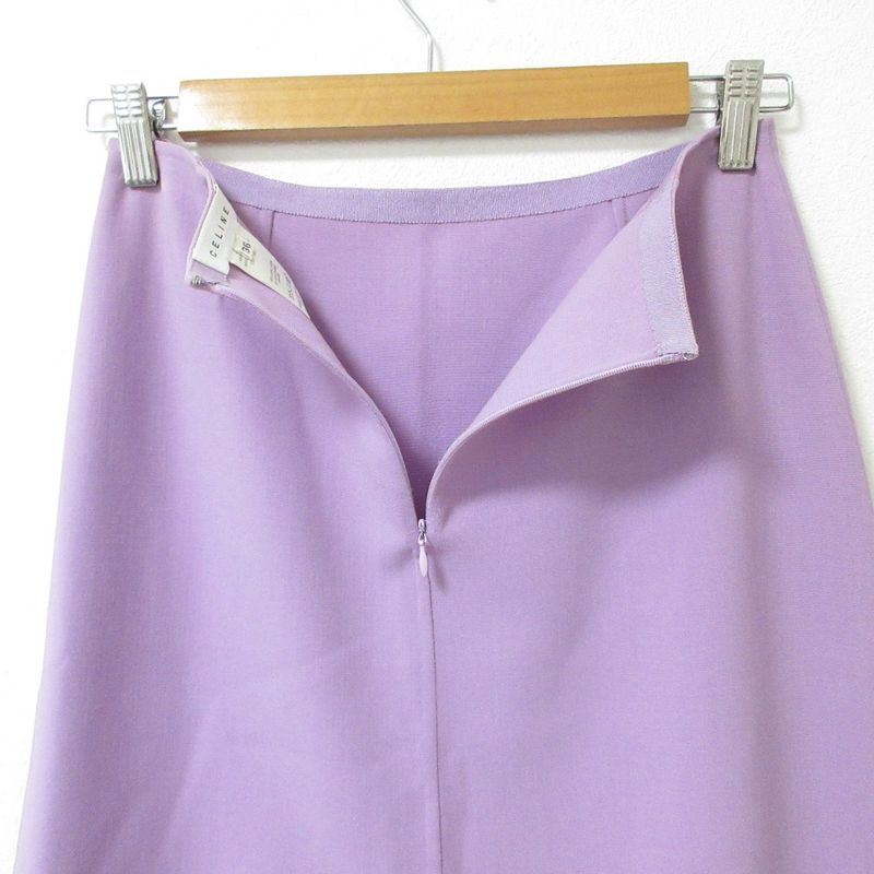 Celine Wool Stretch Knee-Length Flared Skirt Size 36 Purple Women's Used