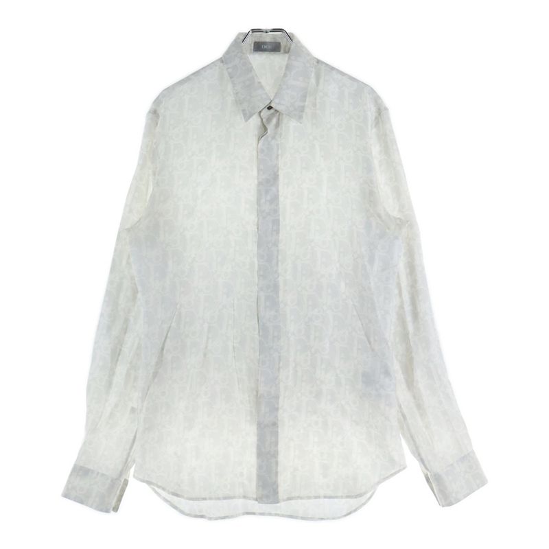 DIOR 21SS Oblique Patterned Silk Long Sleeved Shirt White 013c502a5141