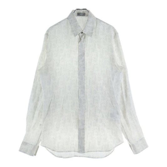 DIOR 21SS Oblique Patterned Silk Long Sleeved Shirt White 013c502a5141