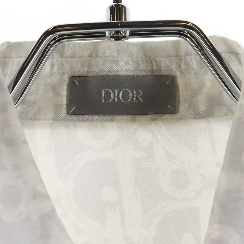 DIOR 21SS Oblique Patterned Silk Long Sleeved Shirt White 013c502a5141