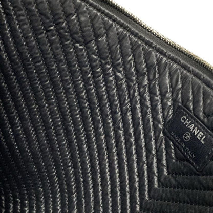 Chanel Clutch Bag Boy Chanel V-stitch (chevron) Black Lambskin
