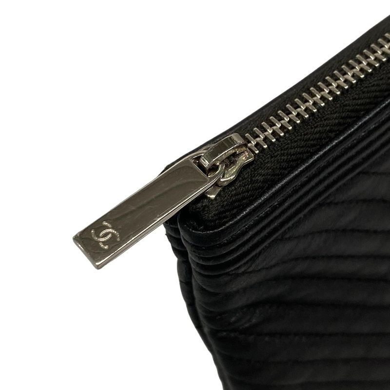 Chanel Clutch Bag Boy Chanel V-stitch (chevron) Black Lambskin