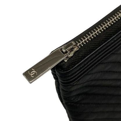 Chanel Clutch Bag Boy Chanel V-stitch (chevron) Black Lambskin