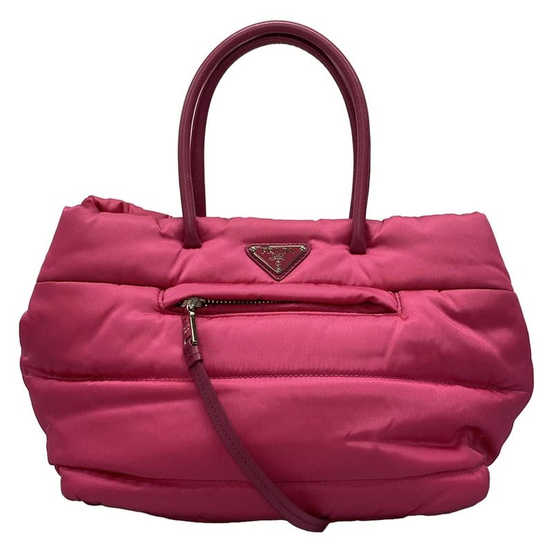 Prada Handbag Tessuto Bomber Pink Leather
